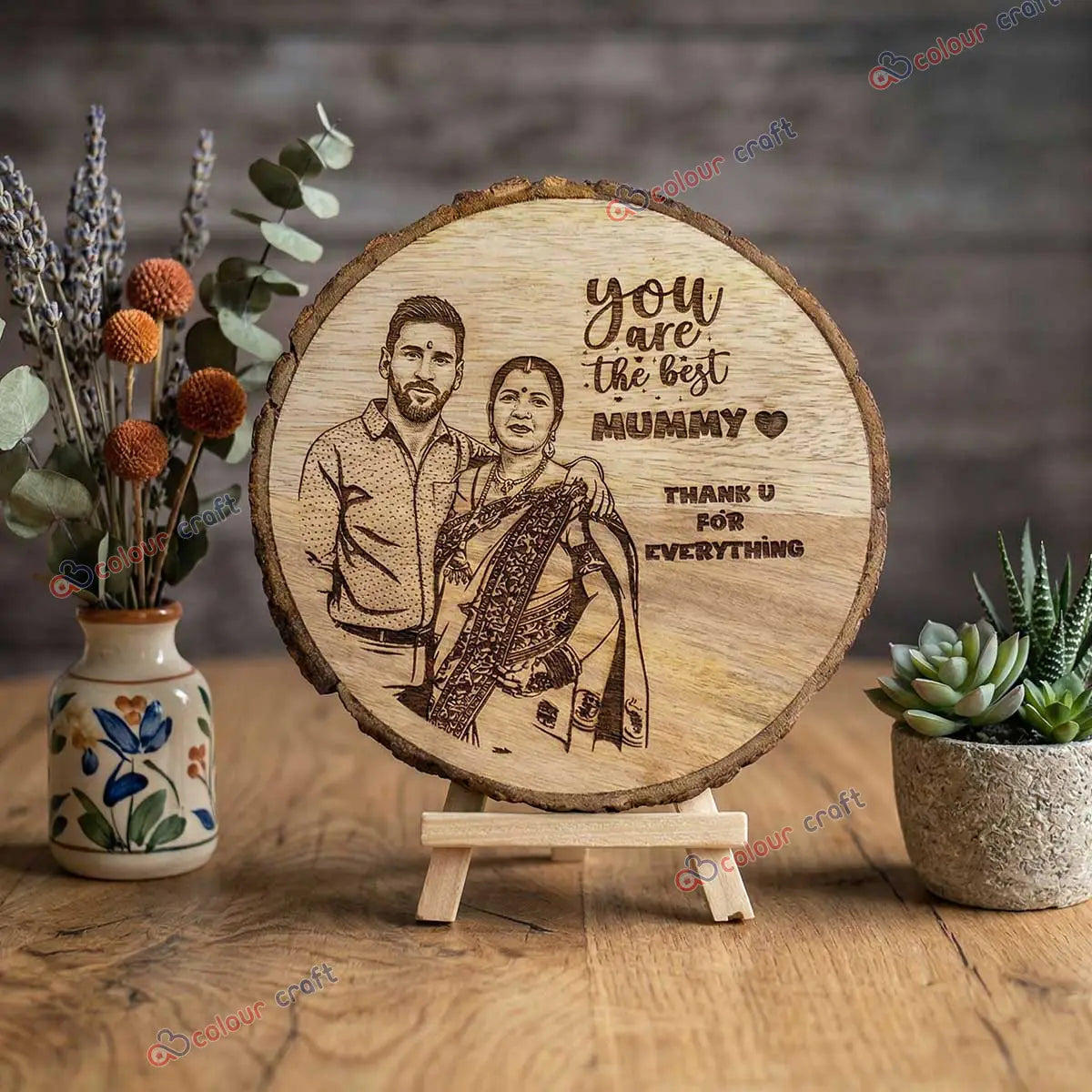 Personalized Wooden Photo Frame Engraved Plaque / Custom Photo Gift for Mom