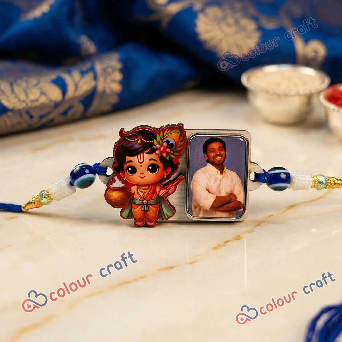 Personalized Photo Rakhi with Cute Bal Krishna Design