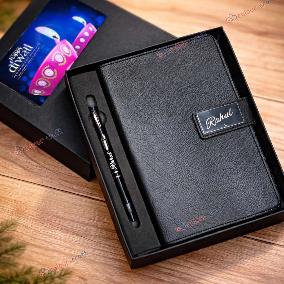 Personalized Leather Diary with Name & Pen Gift Set – Premium Notebook Organizer for Men & Women
