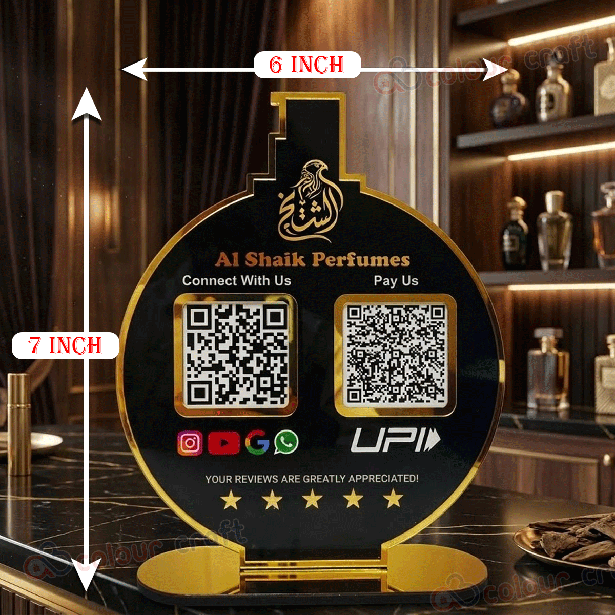 Premium Acrylic QR Code Stand with UPI Payment & Social Media Scan