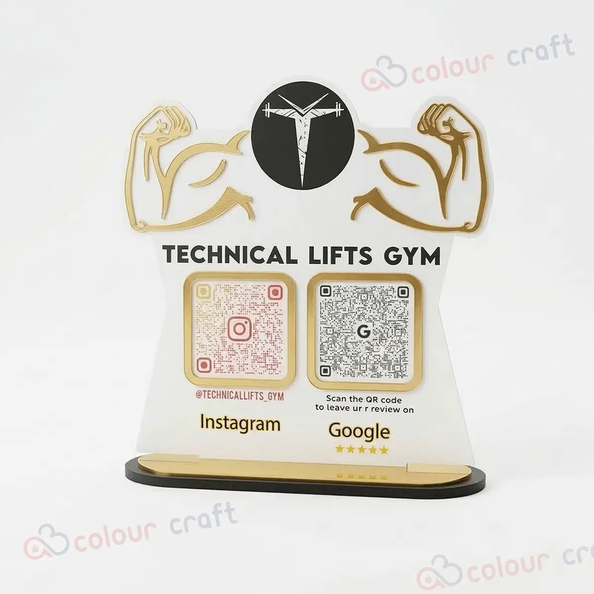 Custom Gym Google Review & Instagram QR Stand | Collect Google Reviews & Instagram Followers