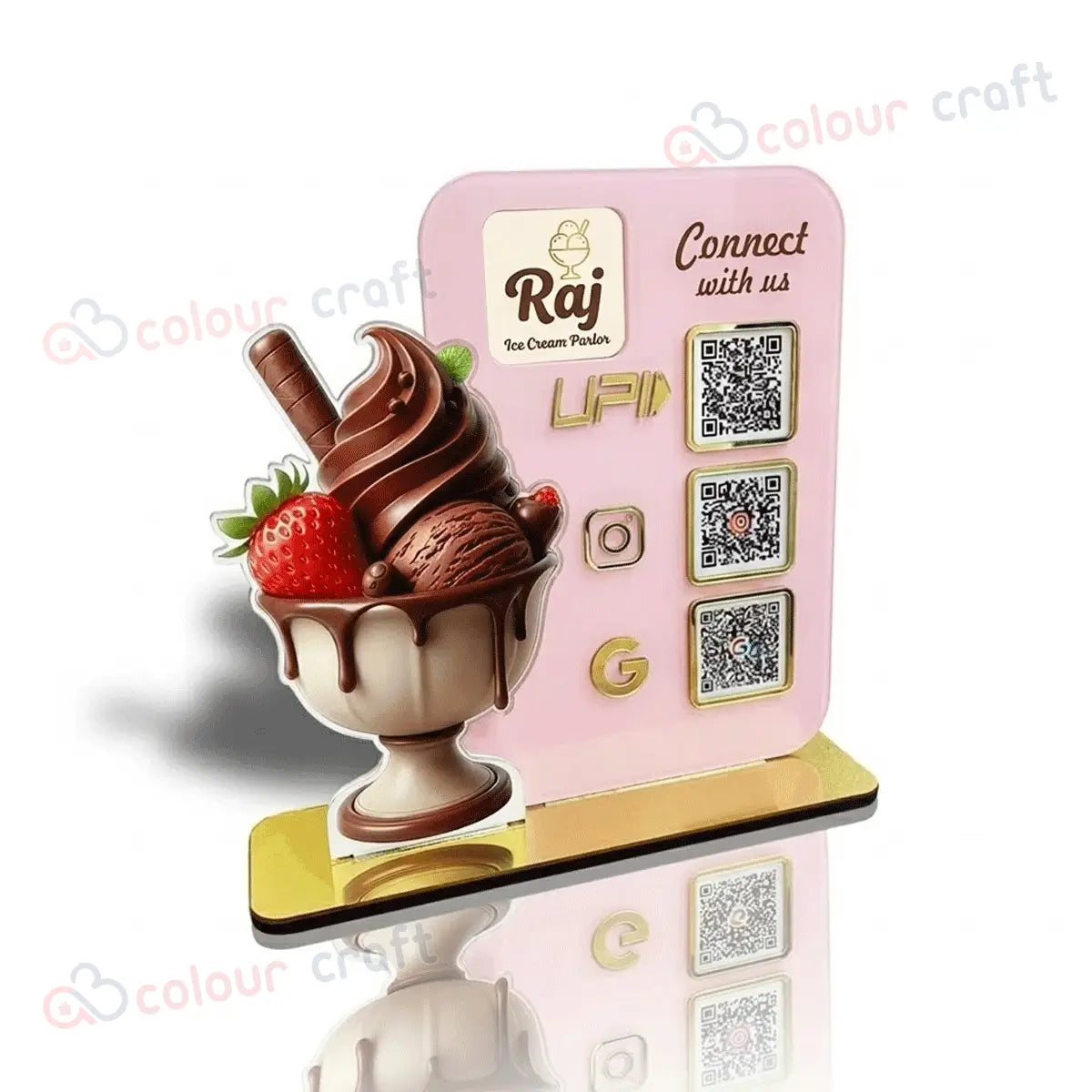 Custom Acrylic Ice Cream Shop QR Code Stand