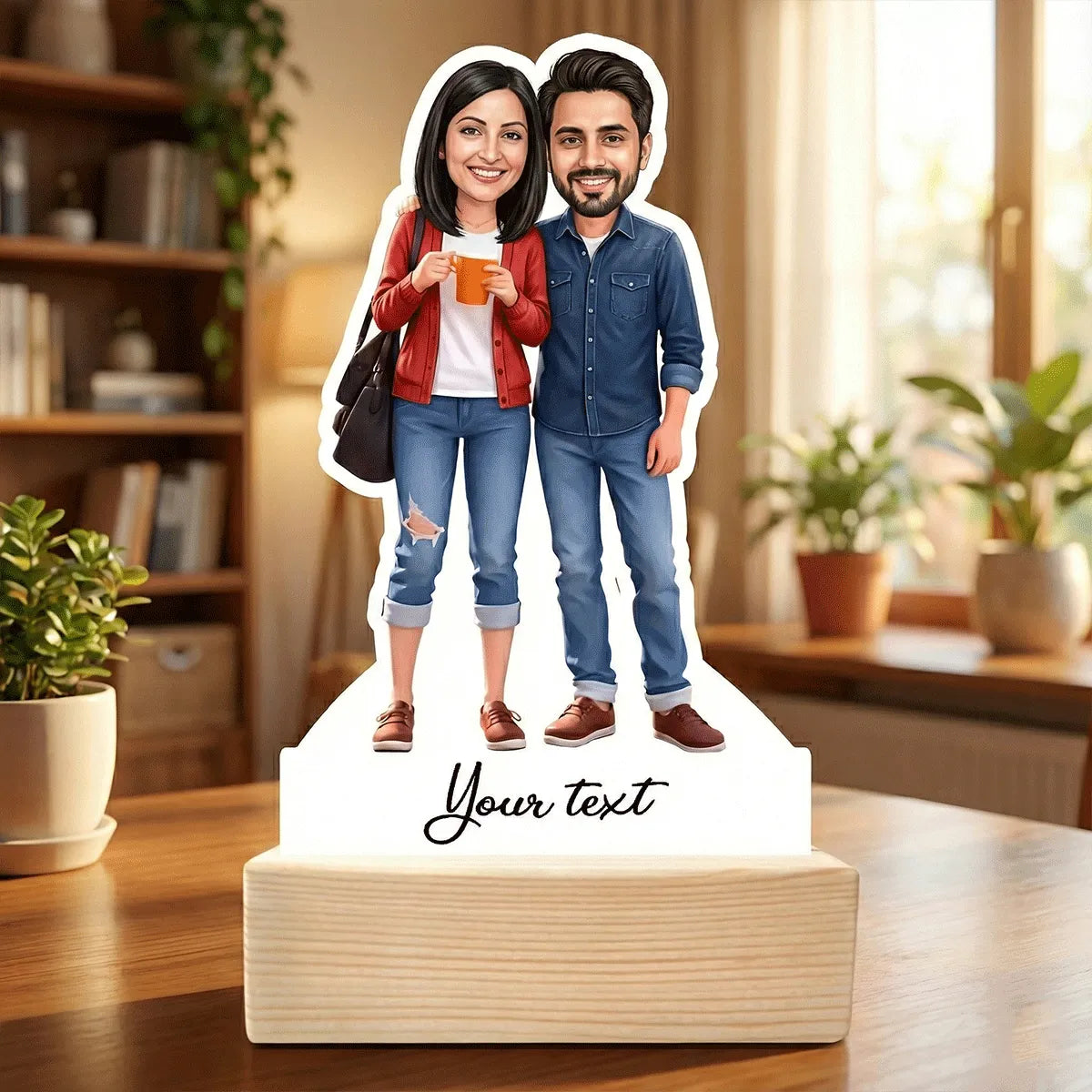 Personalized Couple Caricature Standee – Custom Photo to Cartoon Cutout Gift for Anniversary, Wedding & Valentine’s Day