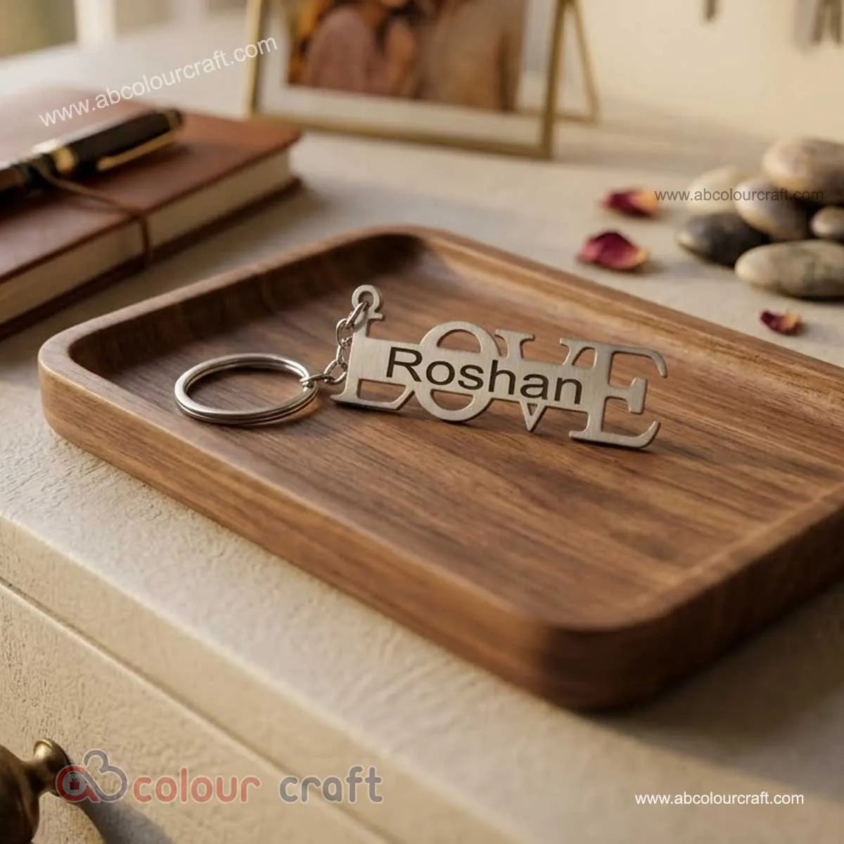 Custom Stainless Steel LOVE Keyring with Name