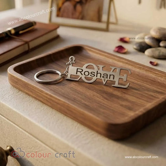 Custom Stainless Steel LOVE Keyring with Name