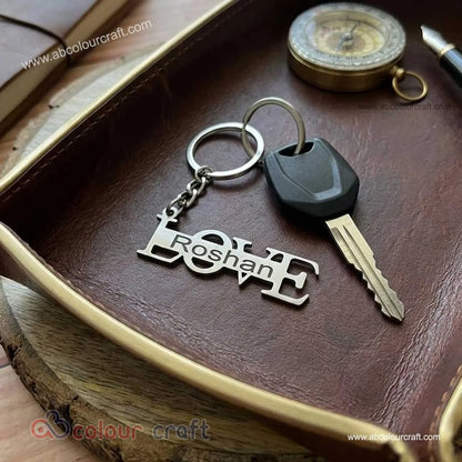 Custom Stainless Steel LOVE Keyring with Name