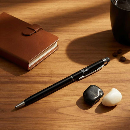 Personalized Black Ballpoint Pen with Stylus Tip