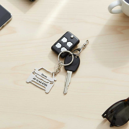Customized Car Shape Metal Keychain with Name & Number Plate | Personalized Vehicle Key Ring | Unique Gift for Car Lovers | A B Colour Craft