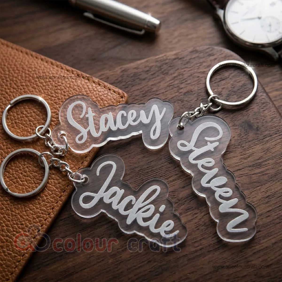 Custom Name Keychain Acrylic / Transparent Engraved Keychain