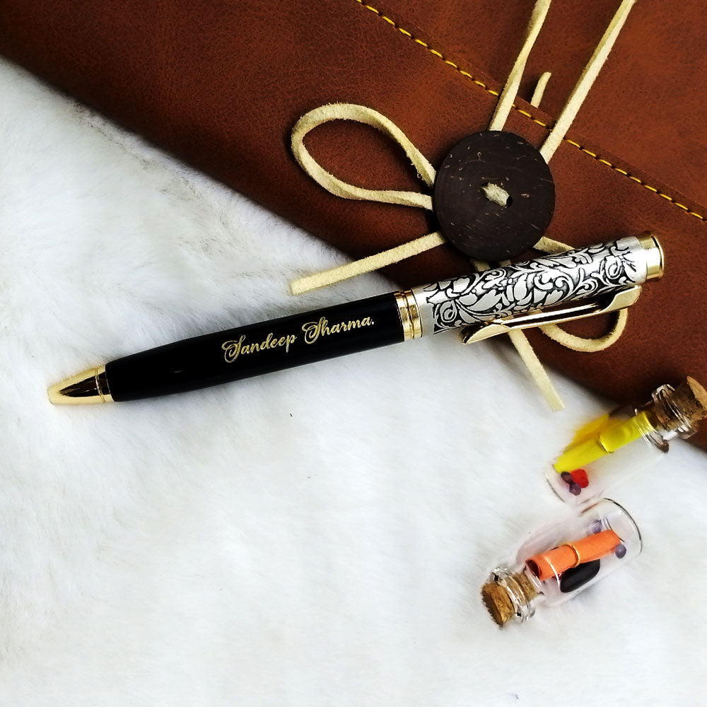 Personalized Black Zari Pen