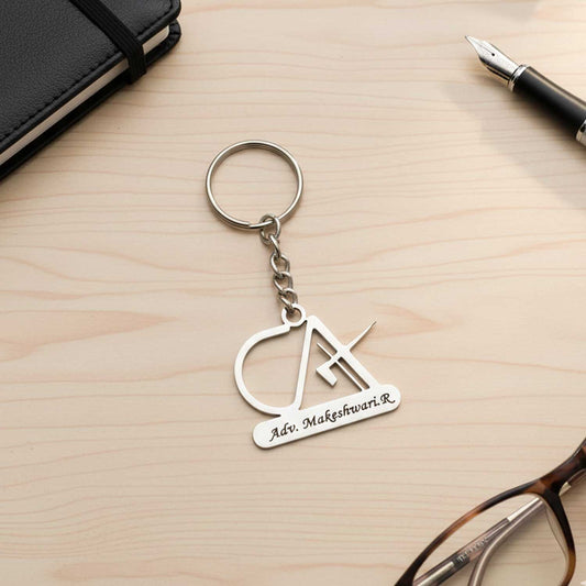 Customized Metal Keychain for CA – Personalized Gift for Chartered Accountant, Stylish Keychain with Name Engraving – A B Colour Craft