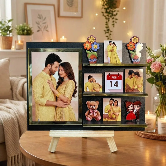 Customized Couple Miniature Standee with Photo & Date | Personalized Memory Stand Frame | Romantic Gift for Anniversary, Wedding & Valentine