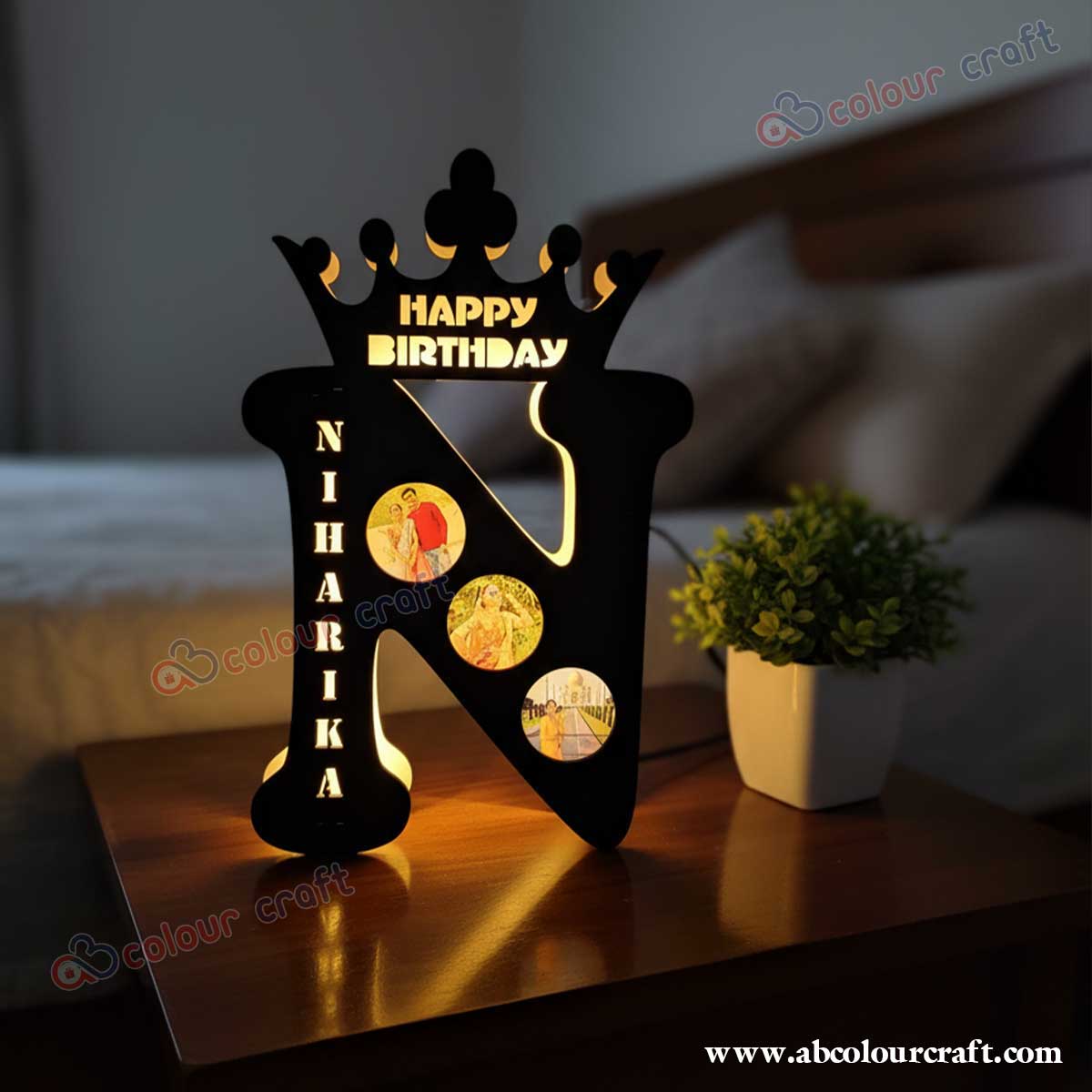 Personalized LED Initial Lamp | Custom Name & Photo Gift
