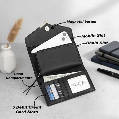 Women’s Personalized Leather Wallet Gift Set | Custom Name Engraved