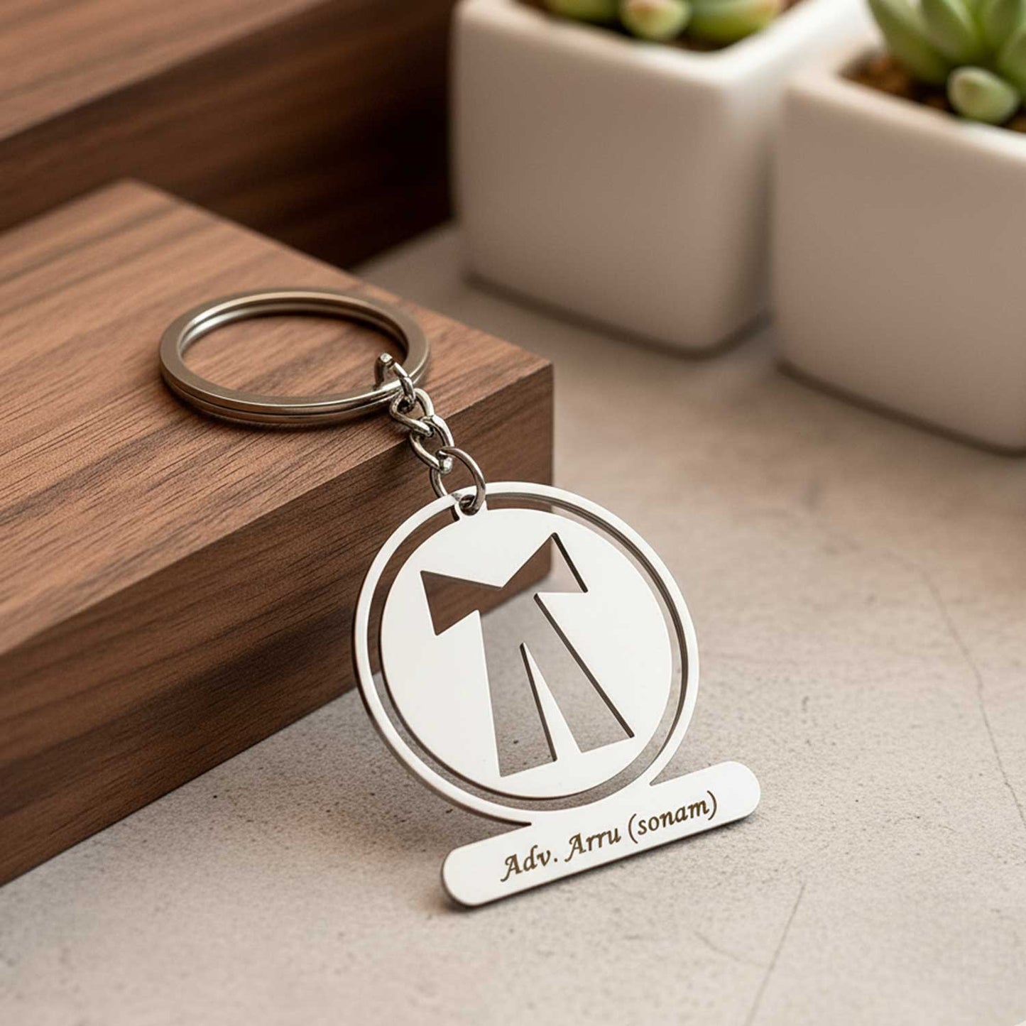 Customized Advocate Keychain | Personalized Metal Key Chain Gift for Lawyers, Judges & Law Students | Stainless Steel Finish