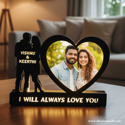 Personalized Heart-Shaped LED Photo Frame - Custom Couple Gift