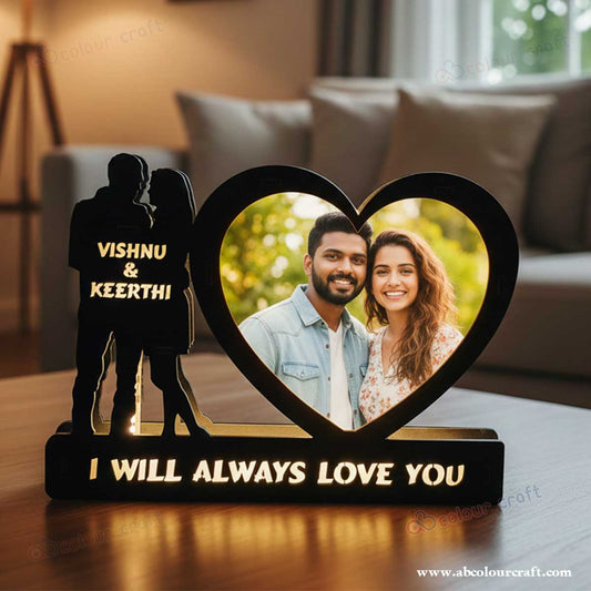 Personalized Heart-Shaped LED Photo Frame - Custom Couple Gift