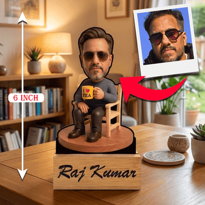 Personalized Photo Cutout with Name on Wooden Base