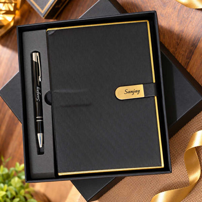 Premium Customized Diary & Metal Pen Gift Set with Gift Box | Personalized Corporate & Diwali Gift