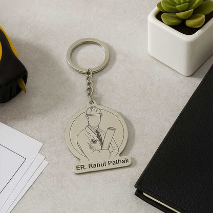 Personalized Engineer Metal Keychain | Custom Name Engraved
