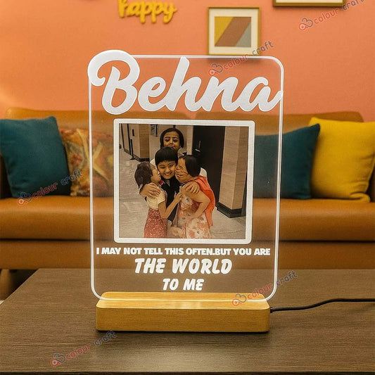 Personalized Acrylic Photo LED Lamp – Custom Heartfelt Gift for Sister
