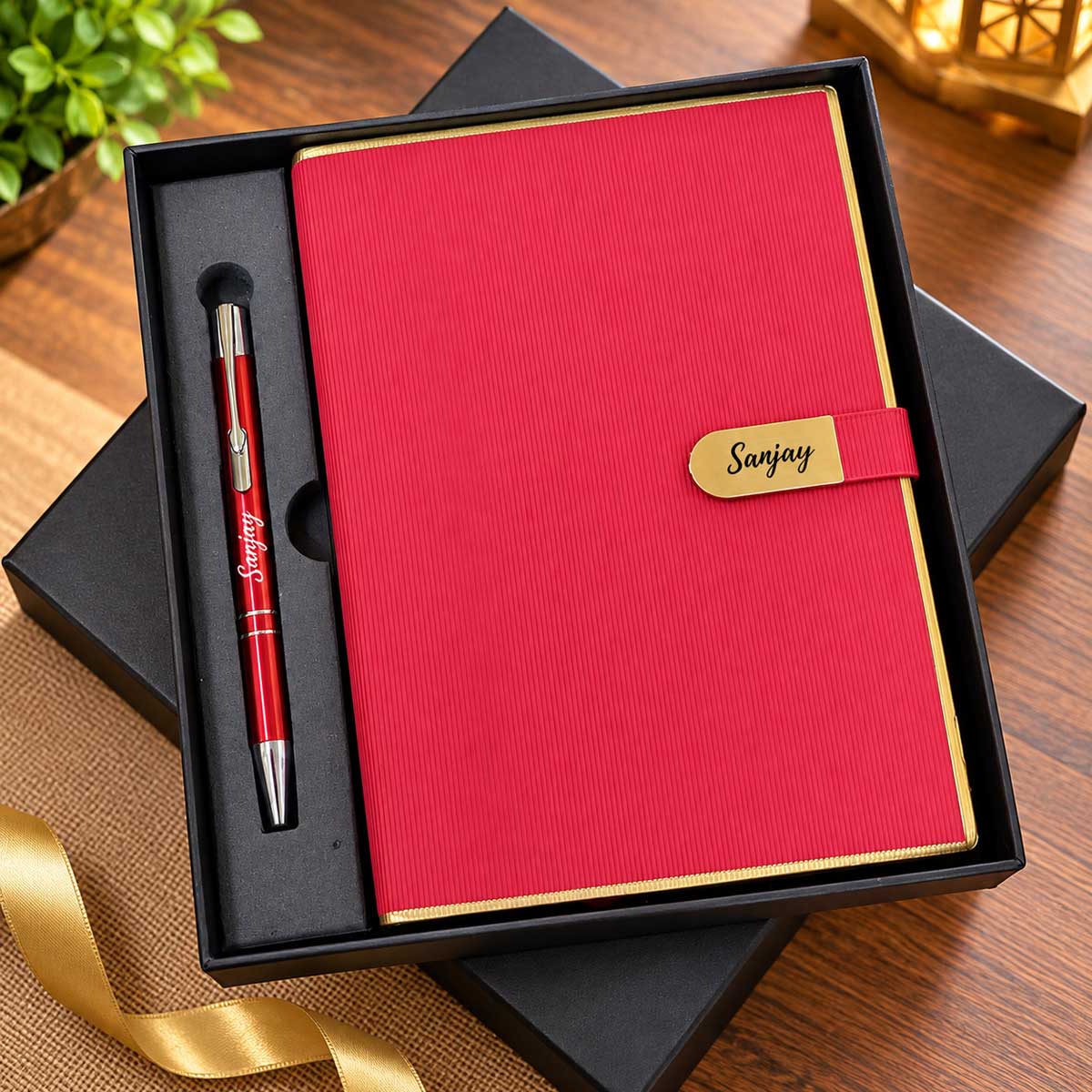 Premium Customized Diary & Metal Pen Gift Set with Gift Box | Personalized Corporate & Diwali Gift