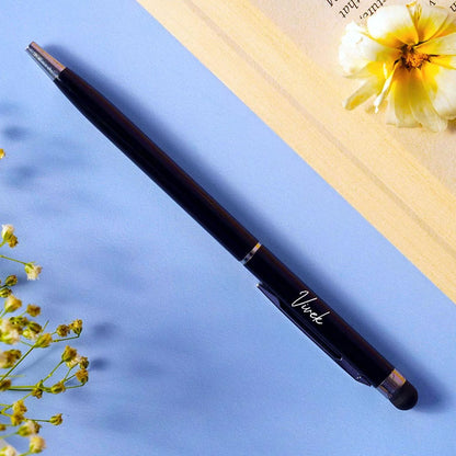 Personalized Black Ballpoint Pen with Stylus Tip