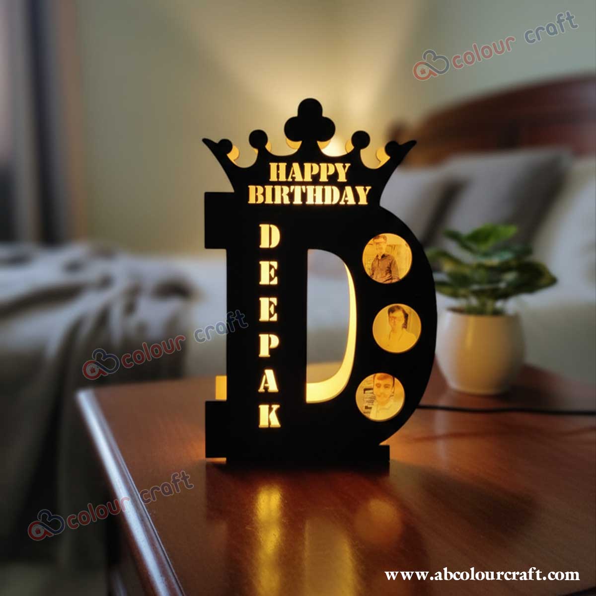 Personalized LED Initial Lamp | Custom Name & Photo Gift