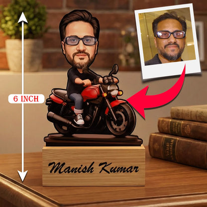 Custom Biker Caricature Table Top - Personalized Photo & Name Gift for Him