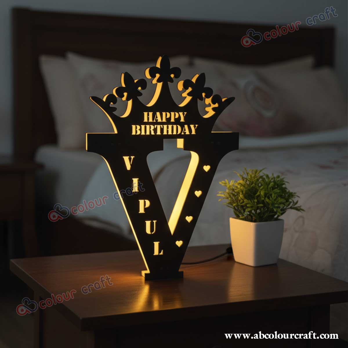 Personalized LED Initial Lamp | Custom Name & Photo Gift