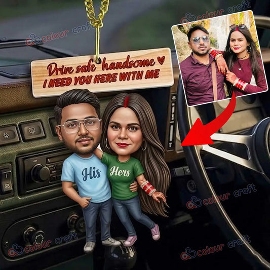 Personalized Couple Car Hanging Photo Frame / Drive Safe Gift for Boyfriend, Husband, Wife