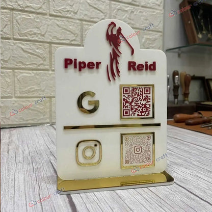 Luxury Acrylic QR Code Stand for Salon | Custom Instagram & Paytm QR Display Stand