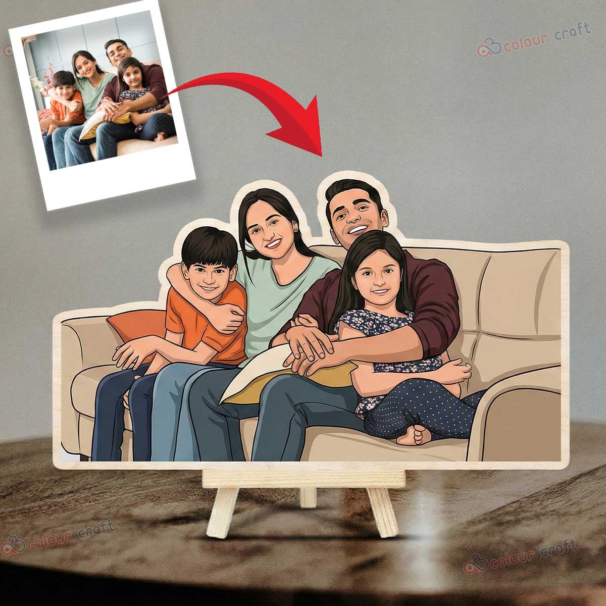 Custom Photo to Cartoon Wooden Standee / Premium Wooden Desk Decor Gift