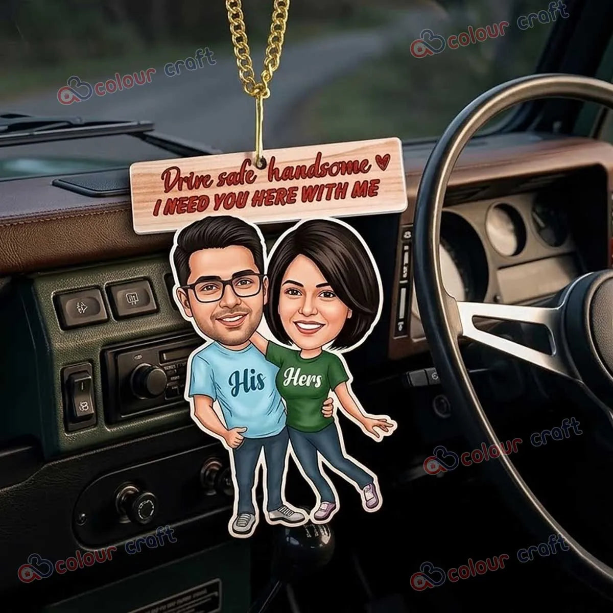 Personalized Couple Car Hanging Photo Frame / Drive Safe Gift for Boyfriend, Husband, Wife