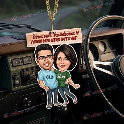 Personalized Couple Car Hanging Photo Frame / Drive Safe Gift for Boyfriend, Husband, Wife