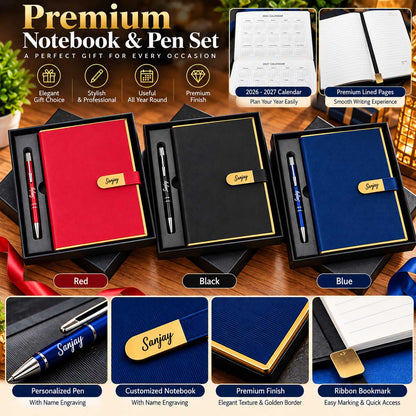 Premium Customized Diary & Metal Pen Gift Set with Gift Box | Personalized Corporate & Diwali Gift