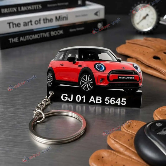 Custom Car Photo Keychain with Number Plate | Unique Car Lover Gift India