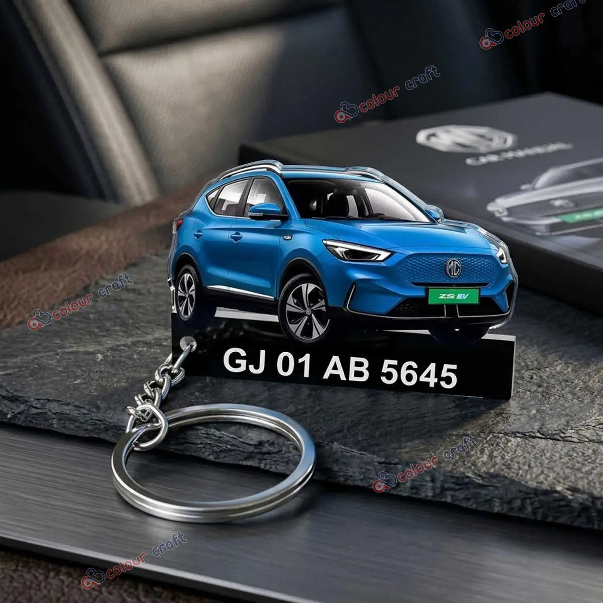 Custom Car Photo Keychain with Number Plate | Unique Car Lover Gift India