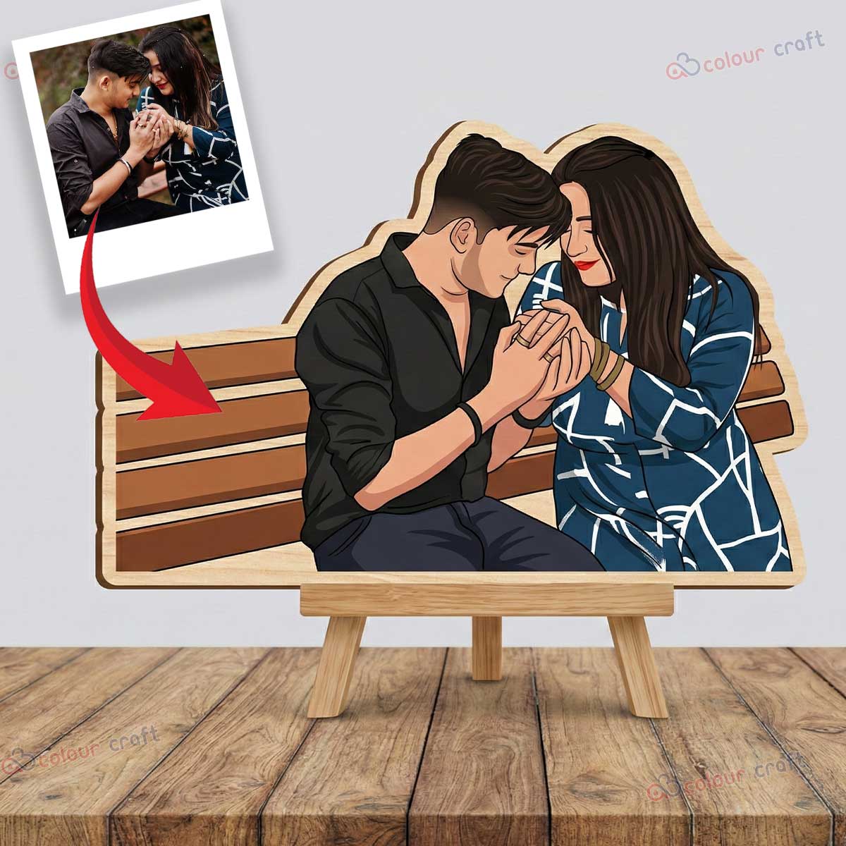 Custom Photo to Cartoon Wooden Standee / Premium Wooden Desk Decor Gift