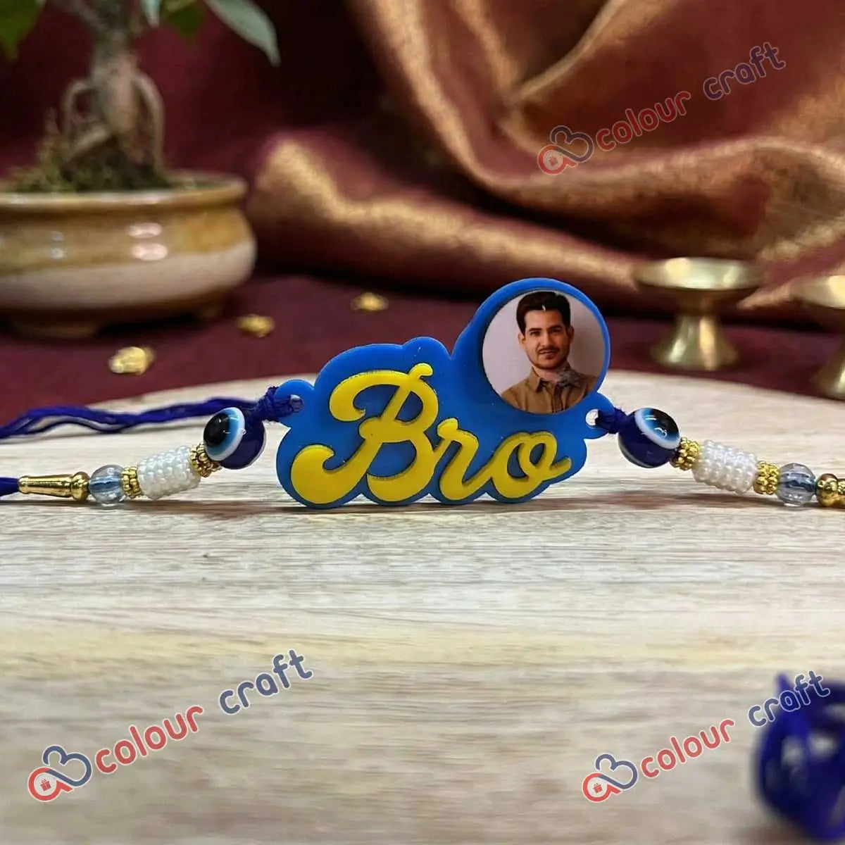Personalized Photo Rakhi for Brother with Name “Bro” Design