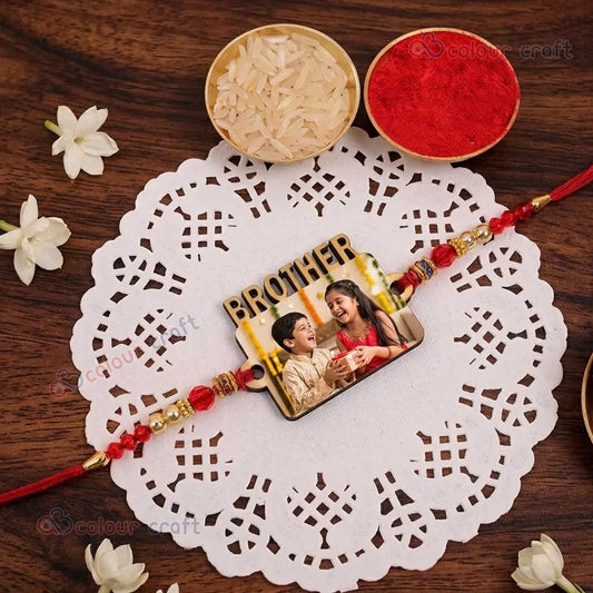 Custom Photo Rakhi for Brother | Unique Raksha Bandhan Gift with Tilak Set