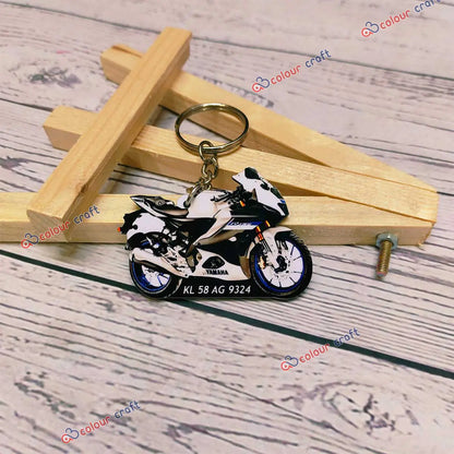 Personalized Bike Keychain with Number Plate / Custom Motorcycle Keyring for Riders