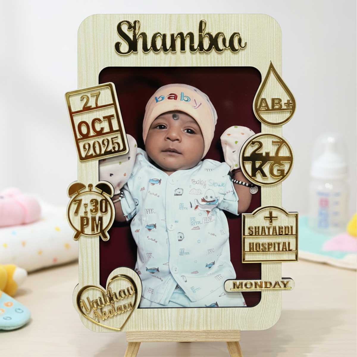 Personalized New Born Baby Photo Frame | Custom Birth Stat Keepsake Gift