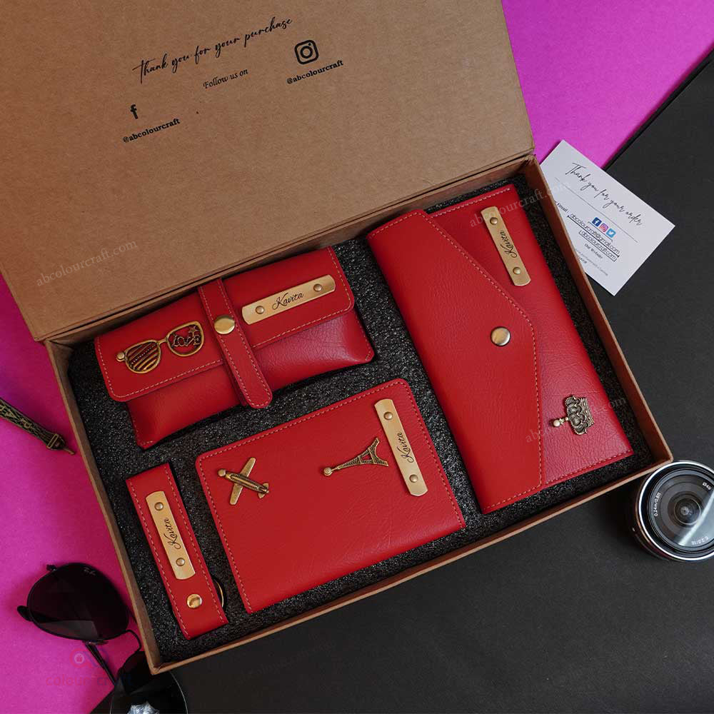 Personalized Leather Wallets & Gift Sets | Ladies 4 in 1 Combo Set