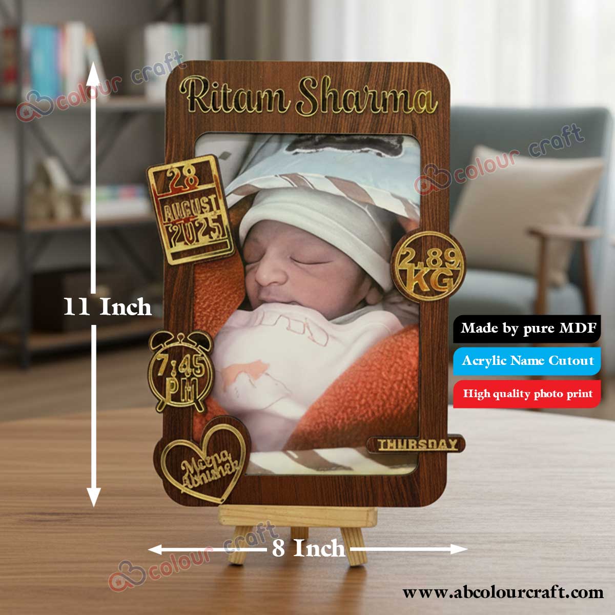 Personalized New Born Baby Photo Frame | Custom Birth Stat Keepsake Gift