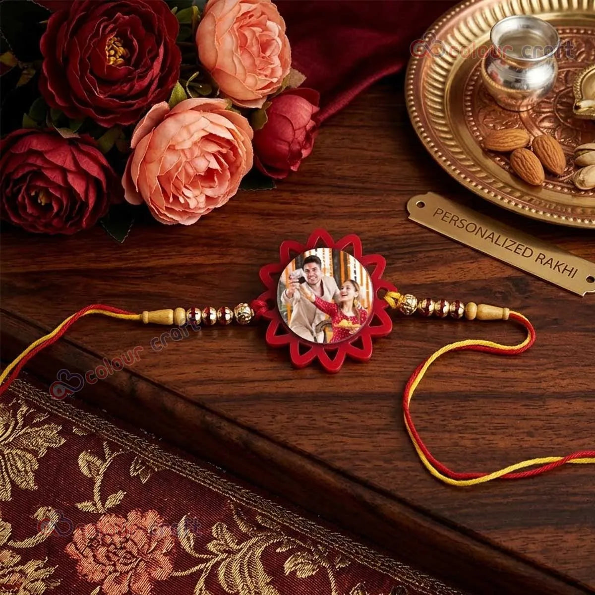Custom Flower Shape Designer Rakhi with Your Favorite Memory / Custom Photo Rakhi