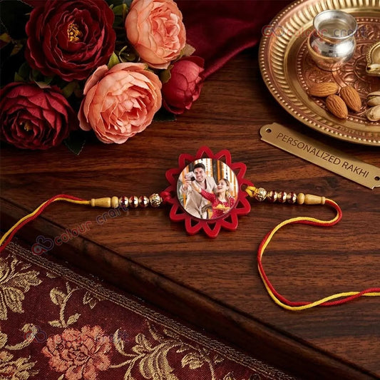 Custom Flower Shape Designer Rakhi with Your Favorite Memory / Custom Photo Rakhi