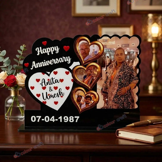 Personalized Happy Anniversary Photo Frame with Name & Date | Custom Couple Gift