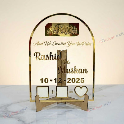Personalized Islamic Arch Frame – Couple Name & Thumbprint Plaque