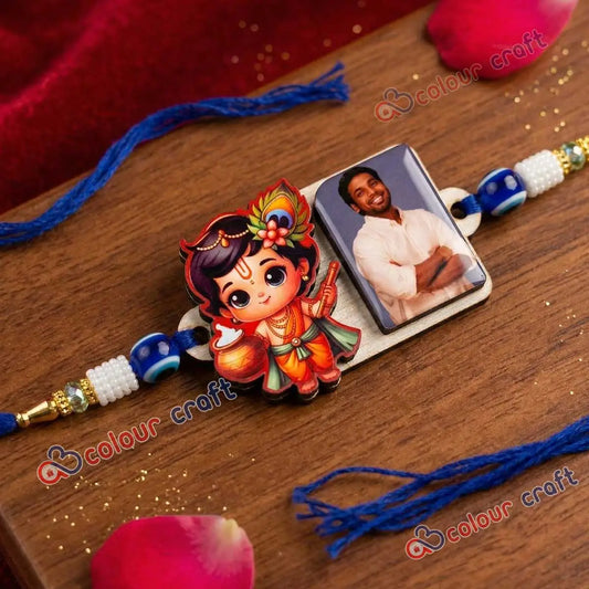 Personalized Photo Rakhi with Cute Bal Krishna Design